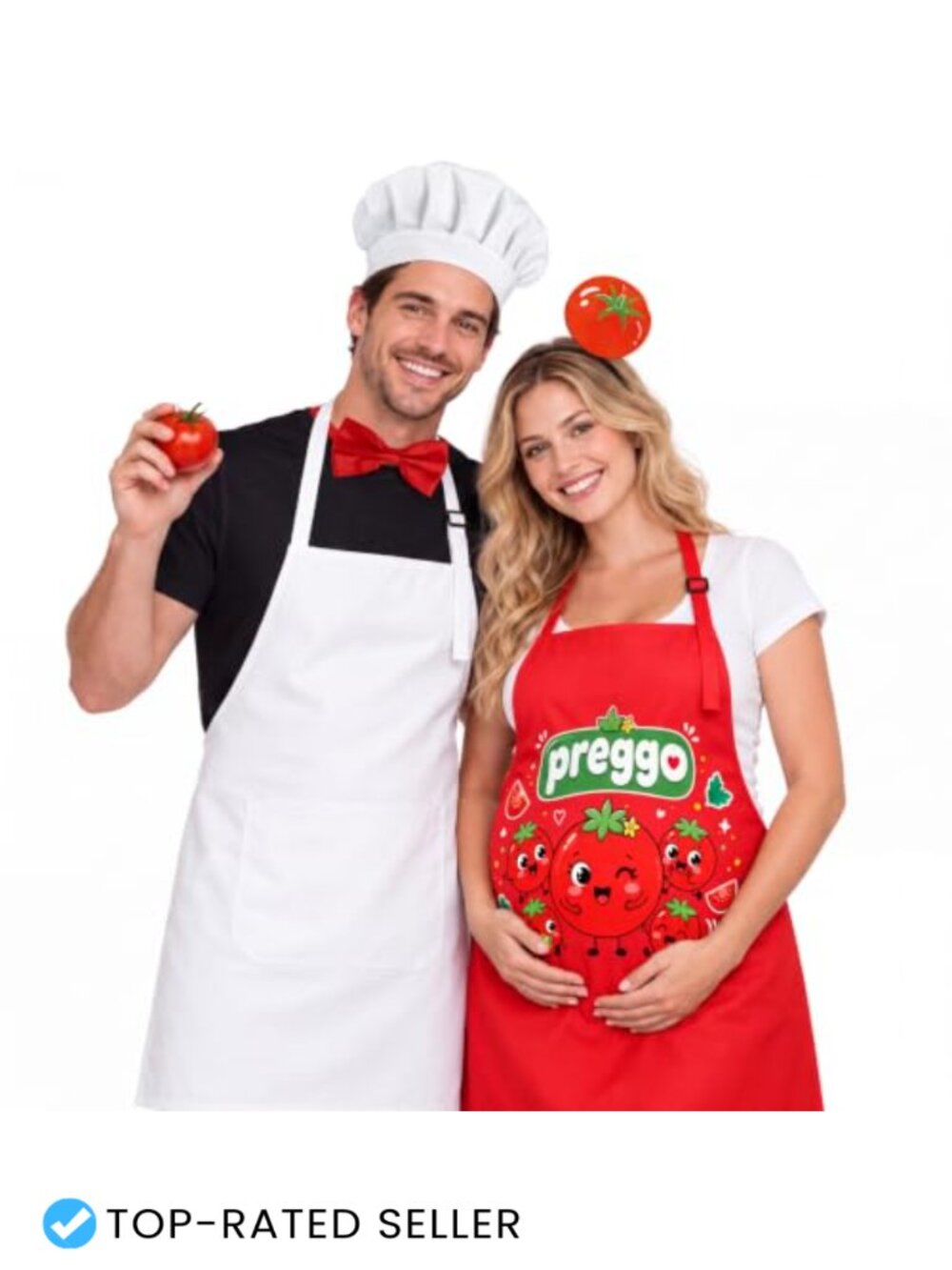Halloween Pregnant Chef Couples Costume Apron Set Polyester
